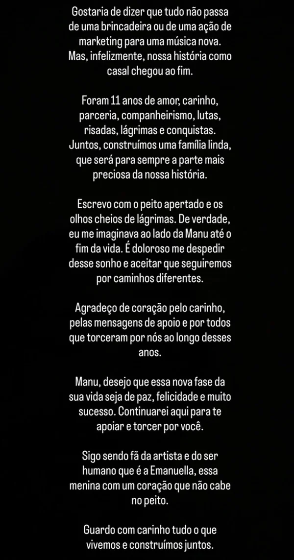 Ex-marido de Manu Bahtidão desabafa após fim do casamento de 11 anos - destaque galeria