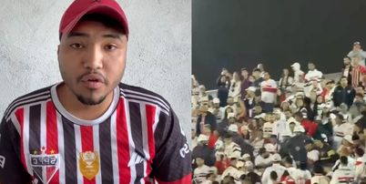 'Ia pular da arquibancada', diz torcedor que foi confundido e agredido pela torcida do S&atilde;o Paulo Foto: Reprodu&ccedil;&atilde;o/Instagram
