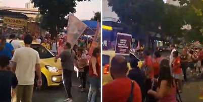 Motorista passou por manifestantes em alta velocidade e atropelou idoso Foto: Reprodu&ccedil;&atilde;o/TikTok/@movimentopopularbrasil