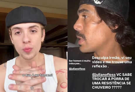 Juliano Floss discute masculinidade e recebe críticas de Micael Borges sobre papéis domésticos
