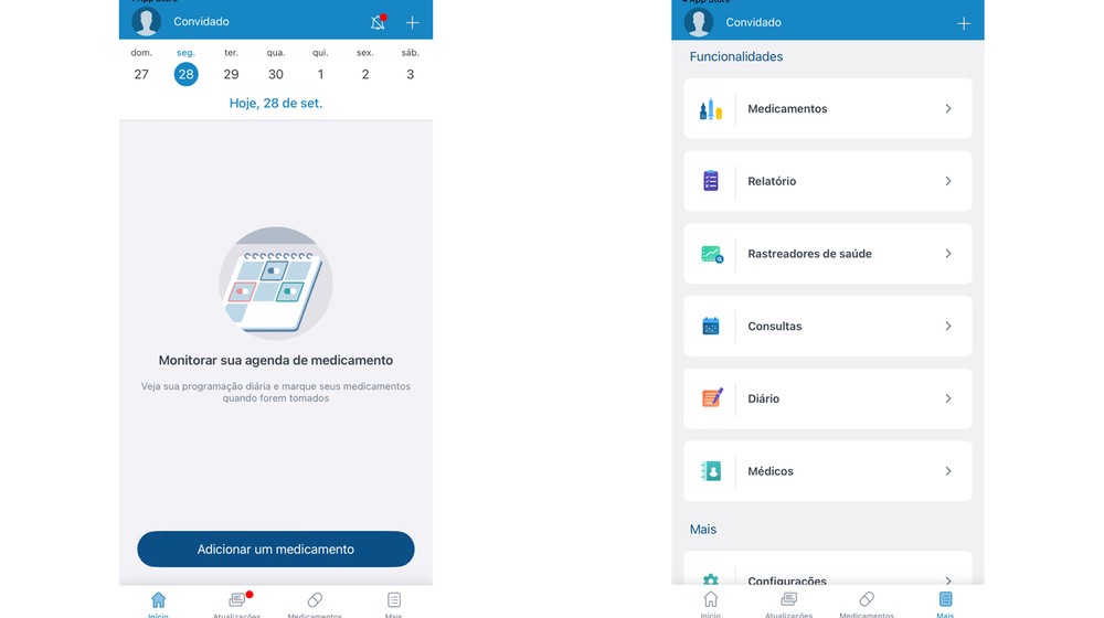 Medisafe ajuda a organizar os horários dos medicamentos e envia lembretes para evitar o esquecimento de doses — Foto: Reprodução/Medisafe