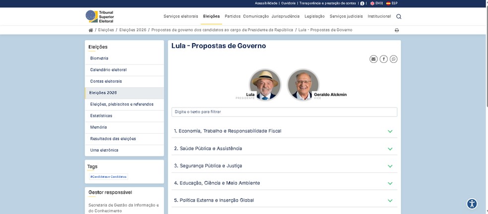 Eleições 2026: como consultar os planos de governo dos candidatos online
