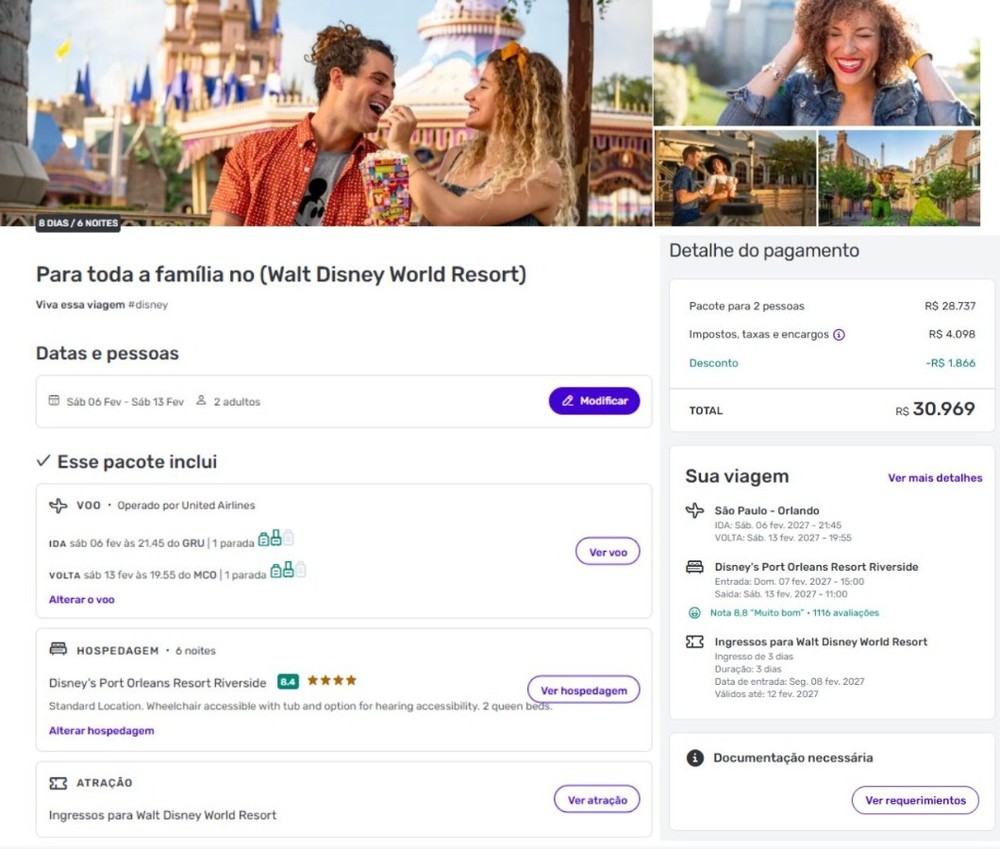 O novo modelo da Apple equivale a uma viagem de casal para a Disney — Foto: Reprodução/Decolar